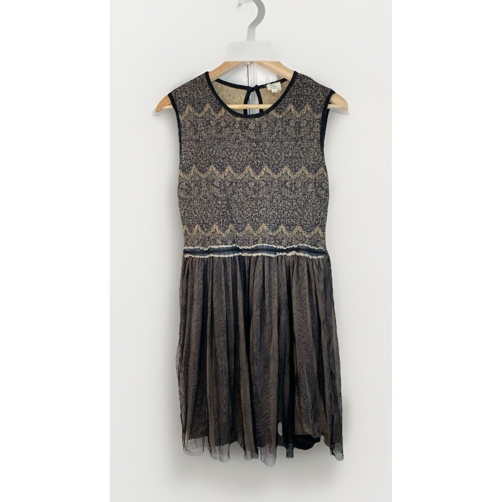 Weston Wear Womens L Black Tulle Sleeveless Knit Top Dress Made in San Francisco